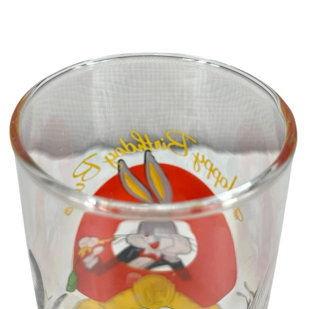 Vintage 1990 Bugs Bunny Glass Happy Birthday‎ Bugs 50th Anniversary Looney Tunes